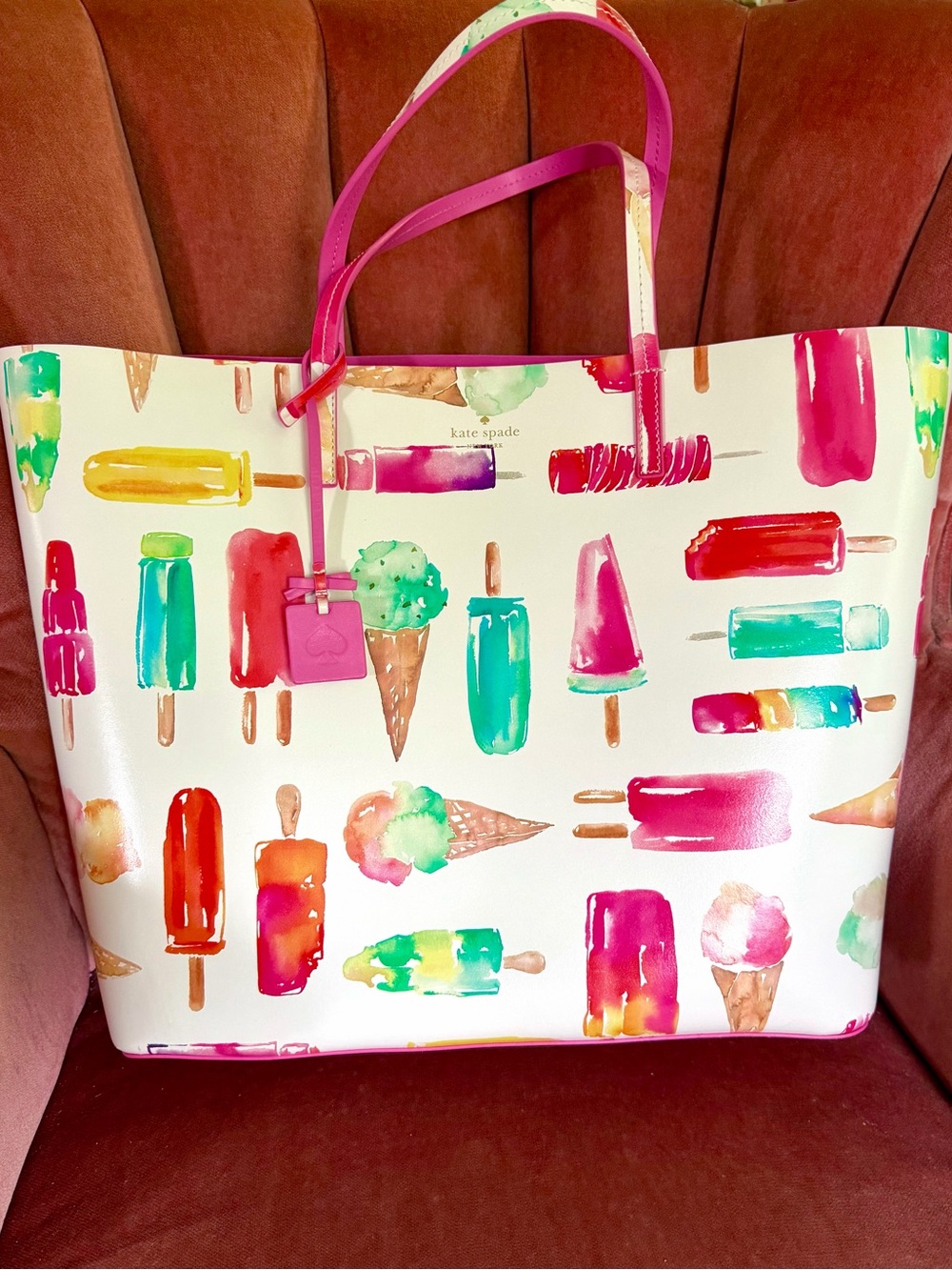 kate spade White Tote with Colorful Popsicle & Ice Cream Print